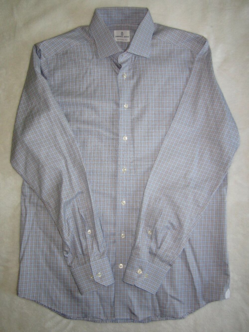 EMANUEL BERG Modern Fit Mr. Crown Spread Collar Pattern 7 Men's 16 1/2" Large